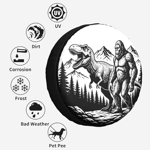 Dinosaur Forest Spare Tire Cover SUV Trailer Truck RV 16 Inch - Image 6
