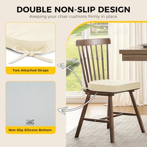 downluxe Indoor Chair Cushions for Dining Chairs, Soft and Comfortable Textured - Image 4