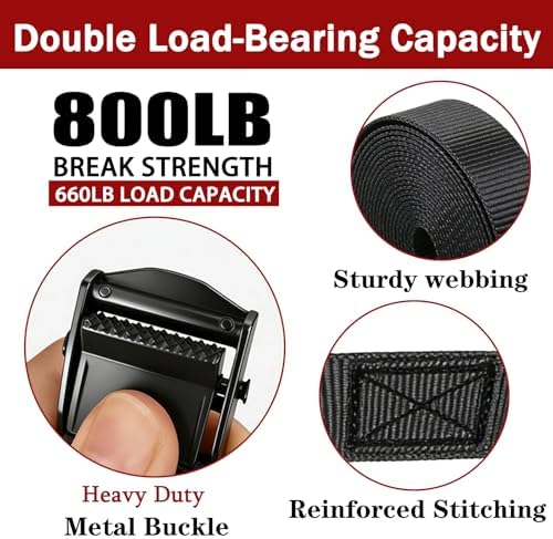 Lashing Straps with Buckles, 1 Inch × 5 Feet, Cargo Tie-Down Strap - Image 3