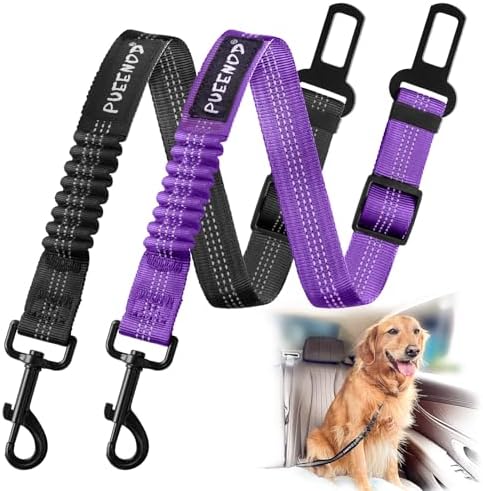 2 Pack Dog Seat Belt Adjustable Dog Car Seatbelts by PUEENOD