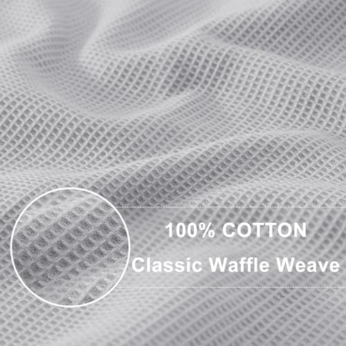 Homaxy 100% Cotton Waffle Weave Dish Cloths, 12 Pack, Light Grey - Image 2