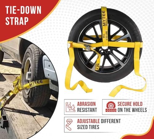 Mytee Products 8 Pack 2" x 120" Yellow Side Mount Wheel Tie Down Strap - Image 5