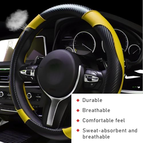 povtii Car Steering Wheel Cover, 15 Inch Leather Breathable Auto Steering Wheel - Image 4