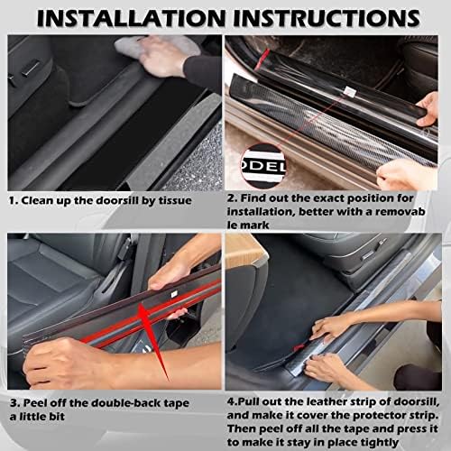 Door Sill Protector for Tesla Model Y, 4 Pieces Door Entry Protectors Strips - Image 6