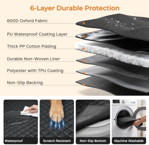 URPOWER Dog Car Seat Cover for Model Y, 100% Waterproof Back Seat Hammock - Image 4