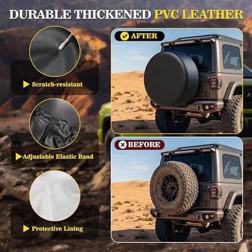 Moonet 34-35 inch Thickening Leather Spare Tire Cover Universal Fit - Image 5