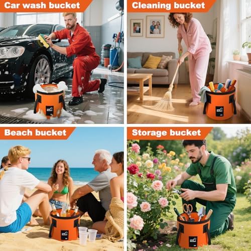 5 Gallon Bucket for Cleaning, Collapsible Mop Bucket Wash Basin Foldable Car - Image 6