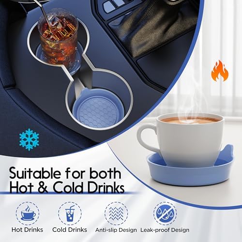 Amooca 4-Pack Car Cup Coaster Silicone Spill-Proof Cup Holder Inserts - Image 3