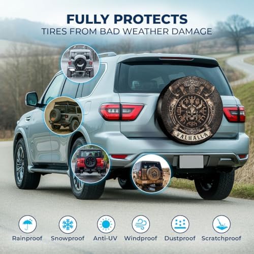 GENANY Viking Shield Emblem Thick PVC Leather Spare Tire Cover Size 14 - Image 3