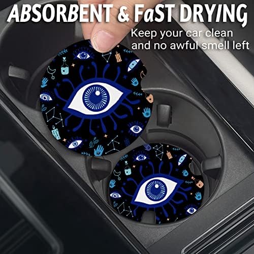 Yonlevres Car Coasters for Cup Holders, Evil Eye, 2 Pack - Image 2
