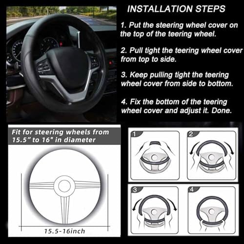 Valleycomfy Microfiber Leather Steering Wheel Cover Large-Size - Image 6