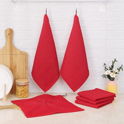 Kitinjoy 100% Cotton Kitchen Dish Cloths, 6 Pack Waffle Weave Ultra Soft - Image 6