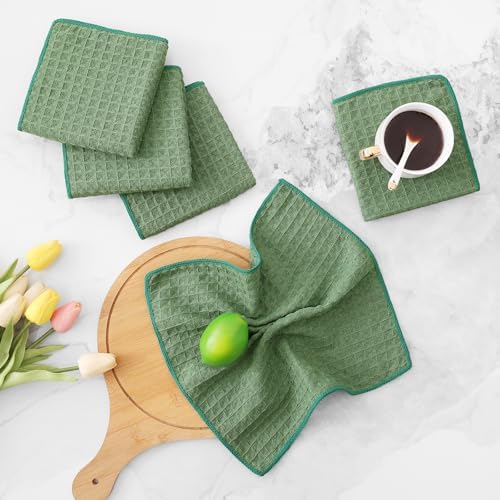 Homaxy Microfiber Waffle Weave Kitchen Dish Cloths, 12 Pack, Grass Green - Image 6
