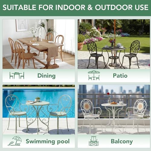 Summsun Outdoor Bistro Chair Cushions Set of 2, Dark Grey - Image 7