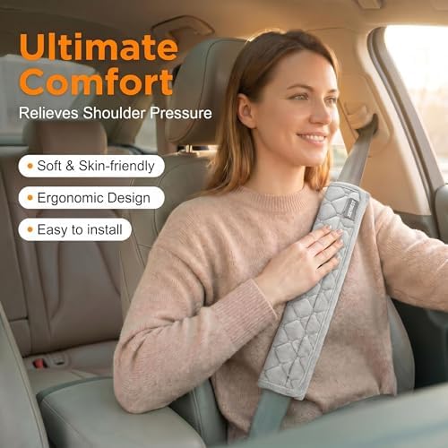 Soft Auto Seat Belt Pads Extra Long 13.7in, Seatbelt Shoulder Cover, 2 Piece Set - Image 2