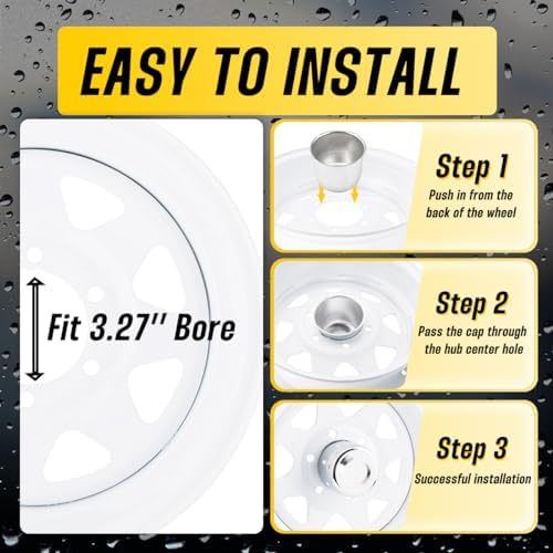 4Pcs 3.27" Stainless Trailer Wheel Center Caps, 3.41" H Chrome - Image 5