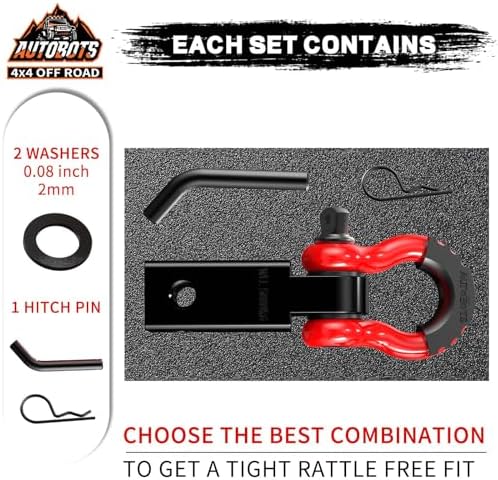 AUTOBOTS Tow Hitch Receiver 2" Shackle Hitch Receiver Red - Image 2