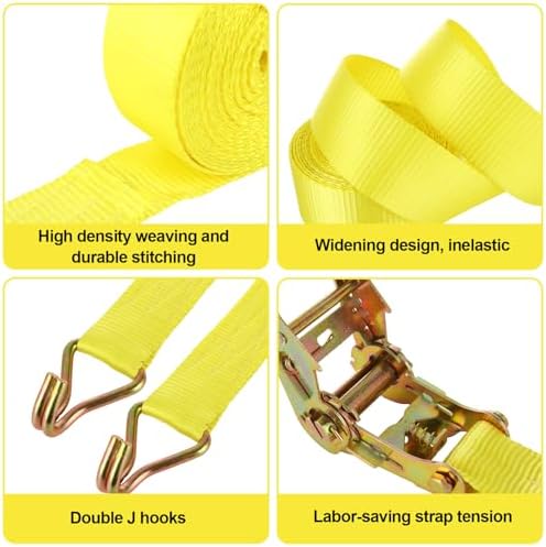4 Pack 2 Inch Ratchet Straps Heavy Duty 20ft Tie Down Straps Ratchet - Image 3