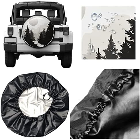 Abstract Moon Spare Tire Cover Mountain Tree Waterproof Dust-Proof Universal - Image 5