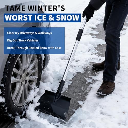 Snow Shovel for Driveway & Ice Scraper - Image 2
