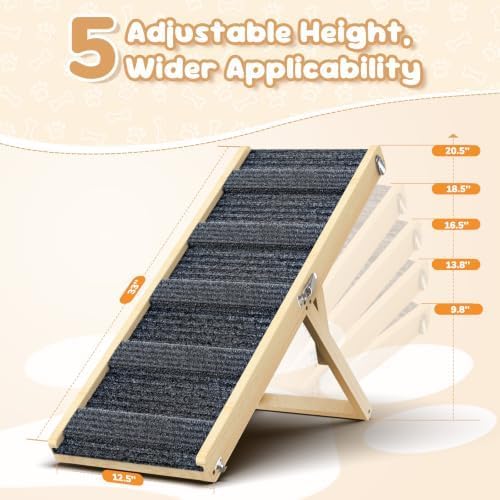 Pawaboo Dog Stair for Small Dogs, Foldable Pet Steps and Ramp 9.8"-20.5" H - Image 2