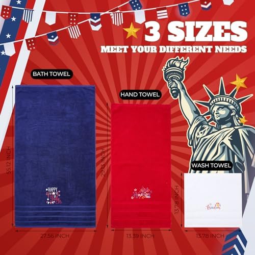 Peryiter 3 Pack 4th of July Decorative Bath Towel Set - Image 2