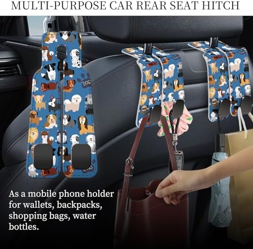 PU Leather Car Seat Hook, Storage Headrest Hanger, Cute Car Backseat Organizer - Image 2