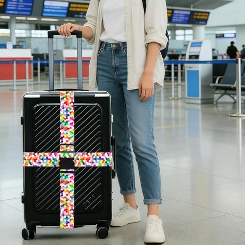 2PC, Geometric Luggage Strap 1.97 x 70.87 inch Colorful Hexagon Pattern - Image 4