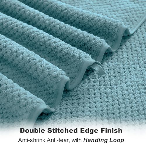 Smuge 8-Piece Turquoise Bath Towel Set, 2 Extra Large Bath Towel Sheets - Image 4