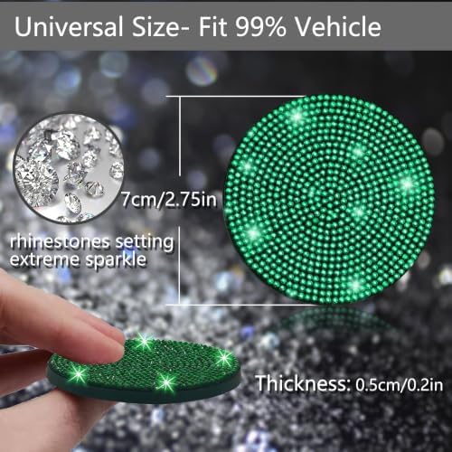 NBTEPEM 2pcs Bling Car Cup Holder Coaster, 2.75 inch Anti-Slip Shockproof - Image 2