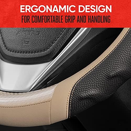 Motor Trend UltraSport Beige Carbon Fiber Steering Wheel Cover, Standard 15 - Image 6