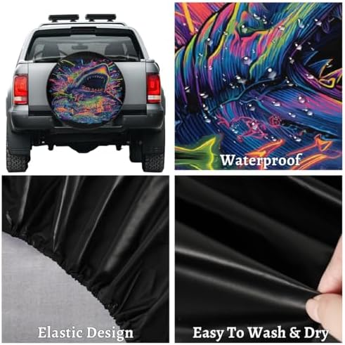 Colorful Shark Spare Tire Cover Dust-Proof Wheel Protector - Image 4