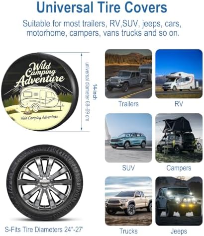 RV Spare Tire Cover Wild Camper Adventure 16in Waterproof Universal Fit - Image 3