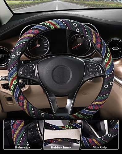 SEG Direct Boho Steering Wheel Cover, Baja Blanket Cloth, Coarse Flax - Image 3
