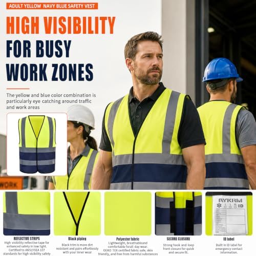 AYKRM 12 colour High visibility viz vest hi vis viz reflective work - Image 2