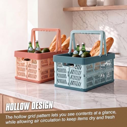 2-Pack Large Foldable Storage Crates, 33.7L PP Collapsible Bins Grey + Blue - Image 5