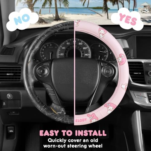 Sanrio My Melody Pastel Pink Steering Wheel Cover - Image 4