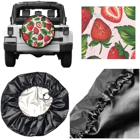 Cute Strawberry Tire Covers Print Pink Tire Wheel Protector - Image 3