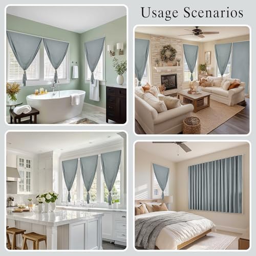 100% Blackout Curtains for Bedroom Stick On Curtain Window Shades Pull Down - Image 6
