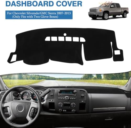 FIILINES Black Dash Cover for 2007-2013 Chevy Silverado/Avalanche/GMC Sierra - Image 2