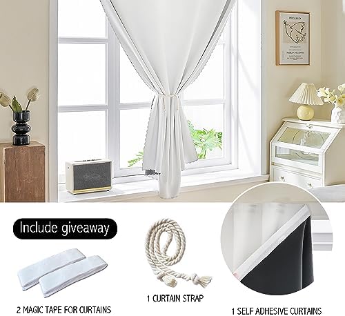 AJAZZ 100% Blackout Self Adhesive Curtains Small Window Short Temporary Black - Image 2