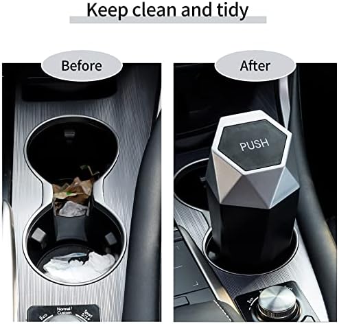 JUSTTOP Car Trash Can with Lid, Mini Diamond Design Portable Trash Can - Image 6