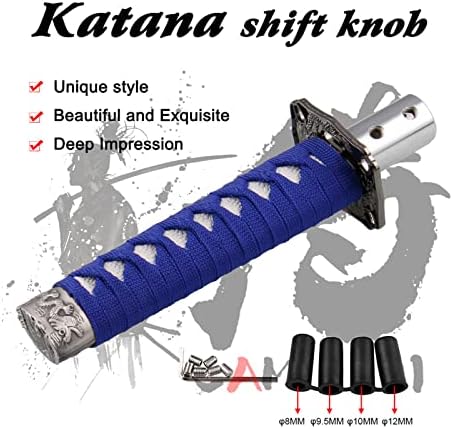RYANSTAR Katana Shift Knob Samurai Sword Design 4 Adapters Blue White - Image 2