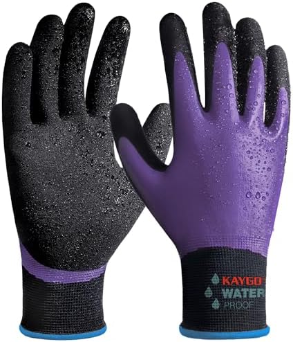 KAYGO Waterproof Work Gloves, Non-Slip Double Latex Coated by KAYGO