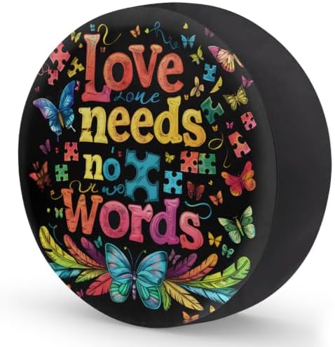 Autism Word Color Spare Tire Cover Dust-Proof Wheel Protector - Image 2