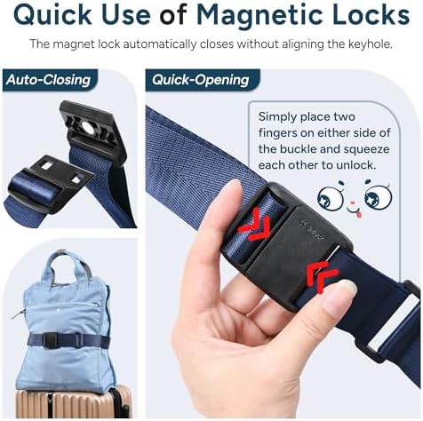 Travel Inspira Magnetic Quick Release Luggage Straps Blue - Image 6