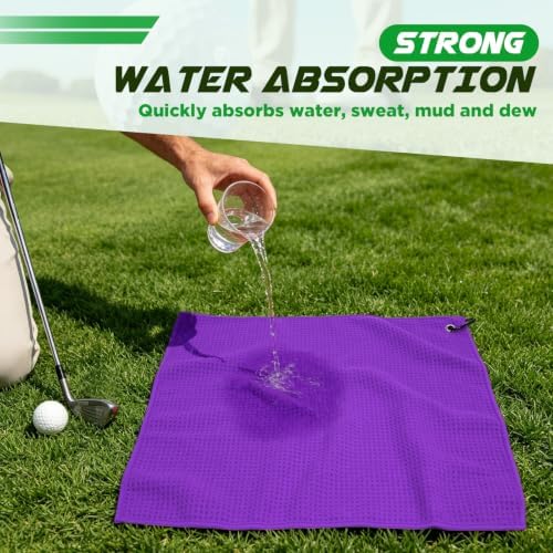 Golf Towel 3 Pack 16" X 16" Microfiber Waffle Pattern Golf Cleaning Towel - Image 5