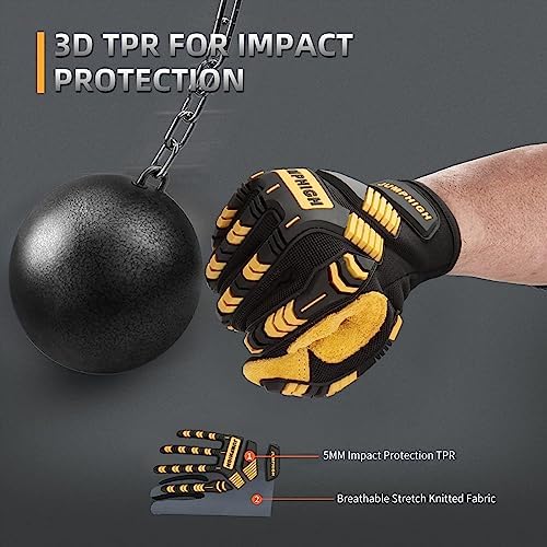 Safety Work Gloves, Synthetic Leather Impact-Resistant Heavy Duty Mechanic - Image 2