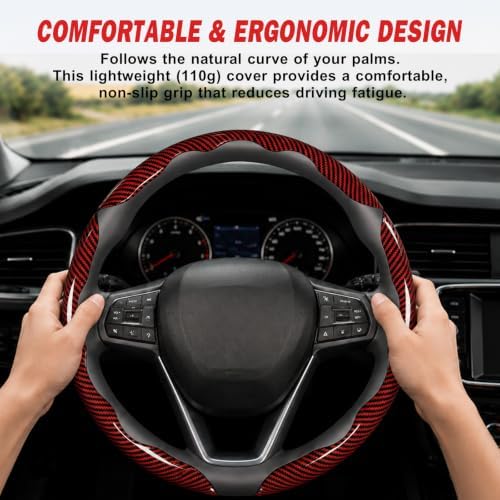 3pcs Universal Carbon Fiber Steering Wheel Cover, Anti-Slip & Segmented Design - Image 3