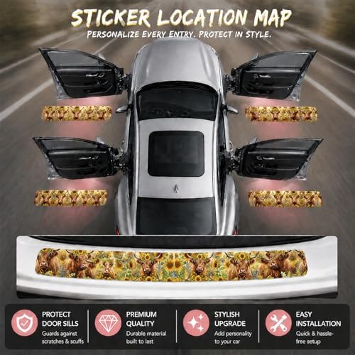 5PCS Owl Car Door Sill Sticker Carbon Fiber Leather Auto Decal - Image 2